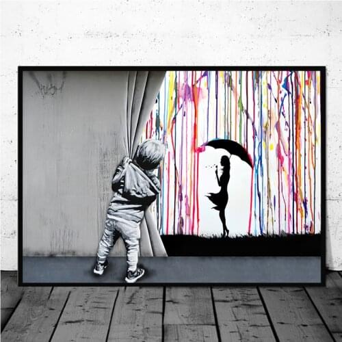 Graffiti Art Posters and Prints Paint Rain Love Canvas Painting Street Wall Art Pictures for Living Room Cuadros Home Decor