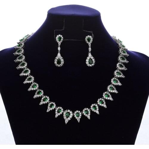 Jewelry Set HADIYANA Vintage Waterdrop Shape Necklace And Earrings 2PCS Set Women Wedding Got Engaged Zirconia CNY127 Bisuteria
