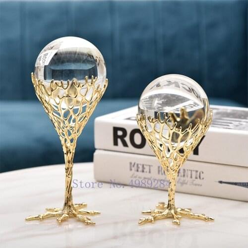 Nordic Creative Copper Transparent Crystal Ball Resin Crafts Decorative Small Ornaments Modern Home Decoration Room Accessories