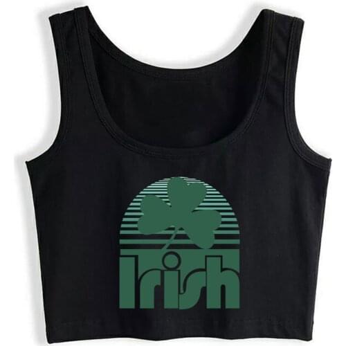 Crop Top Female Irish Retro Clover Cool Inscriptions Custom Tops Women