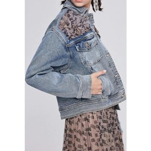 Spring Washed Straight Denim Jacket Women Brand Fashion Patchwork Office Lady Cowgirl Short Coat Street Light Blue Outerwear