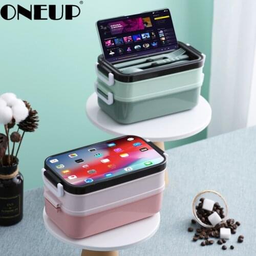 ONEUP 304 Stainless Steel Lunch Box Portable Bento Box Large Capacity Compartment With Soup Bowl Send Tableware Food Container