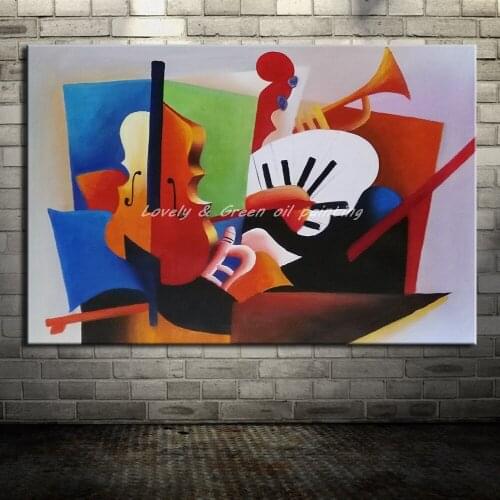Frameless Picture Hand Painted Musical Instruments Oil Painting On Canvas Modern Abstract Wall Art For Living Room Home Decor