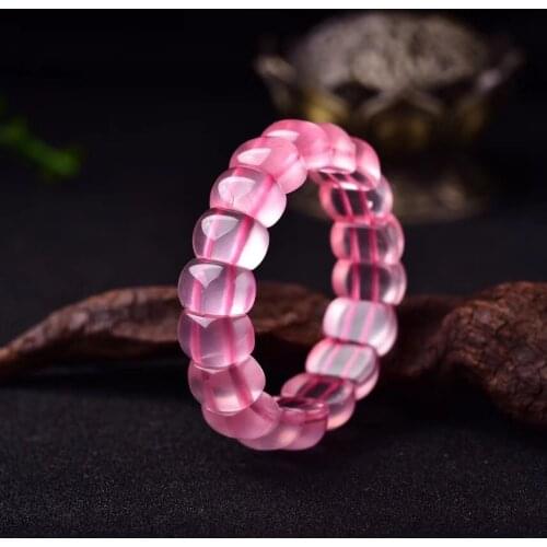 Genuine Natural Rose Quartz Pink Bracelet Star Light Stretch Woman Men 13x10mm Clear Rectangle Beads Crystal AAAAA