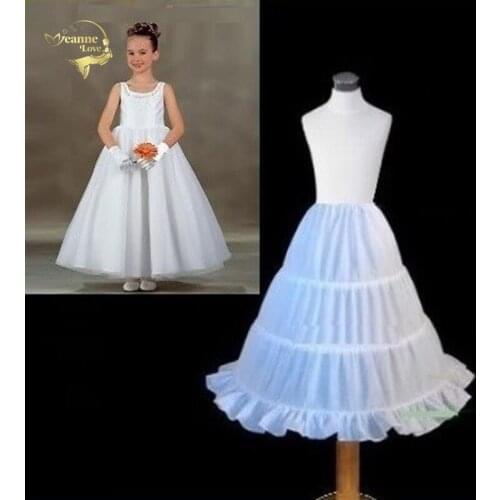New White Children Petticoat 2018 A-line 3 Hoops Kids Crinoline Bridal Underskirt Wedding Accessories For Flower Girl Dress 6629