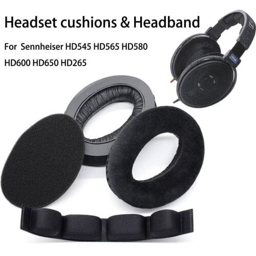 New Replacement Ear Pads Velvet Earpads Earmuffs with Headband For Sennheise HD545 HD565 HD580 HD600 HD650 HD265 Headphones