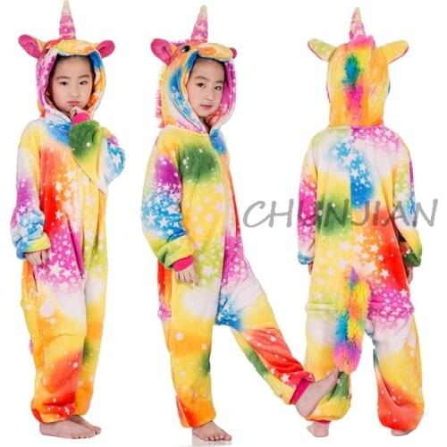 Animal Unicorn Cartoon Pajamas Kids Rainbow Unicornio Pijamas Infantil Children Animal Fashion Clothes Boys Jumpsuits Overalls