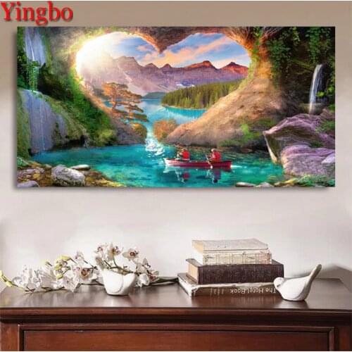 Full square round diamond painting Heart Cave natural Scenery diamond embroidery large size 5D rhinestone mosaic diamond inlaid