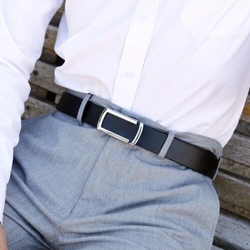 Maikun Genuine Leather Mens Belt Fashion Smooth Buckle Business Inner Buckle High-Quality Trousers Belt