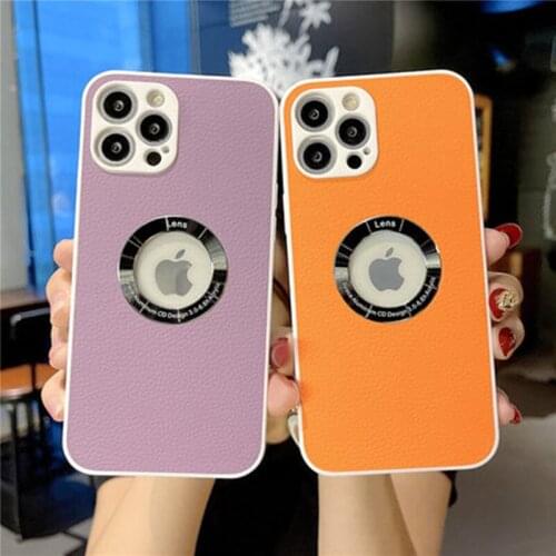 Luxury Hybrid Leather Case For iPhone 11 12 Pro Max X XS XR 7 8 Plus 12 Mini Silicone Case Shockproof Full Lens Back Cover Funda
