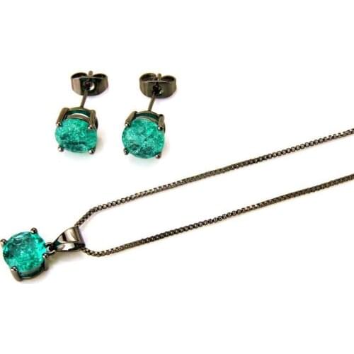 Round Shape CZ Stud Earrings And Pendant Necklaces Jewelry Sets For women Gift Female Fashion Small Size Lovely Jewelry Sets