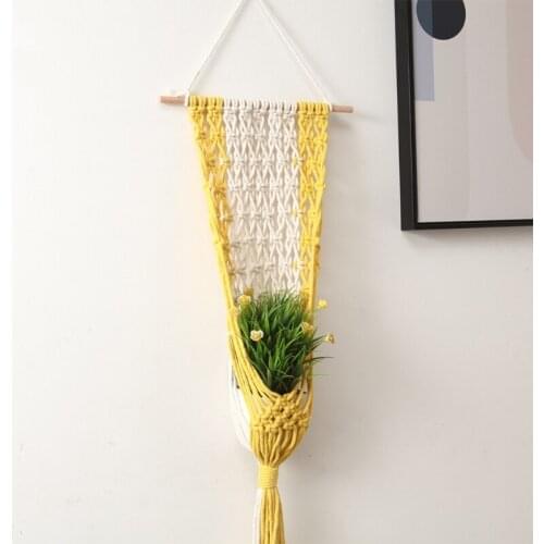 Nordic Hand-woven Hanging Tapestry Flower Basket Holder Tassel Macrame Wall Hang