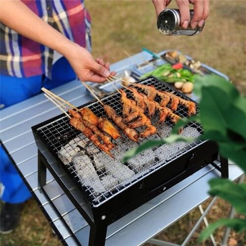 Foldable BBQ Grills Patio Barbecue Charcoal Grill Stove Stainless Steel Outdoor Camping Picnic Barbecue BBQ Accessories Tools