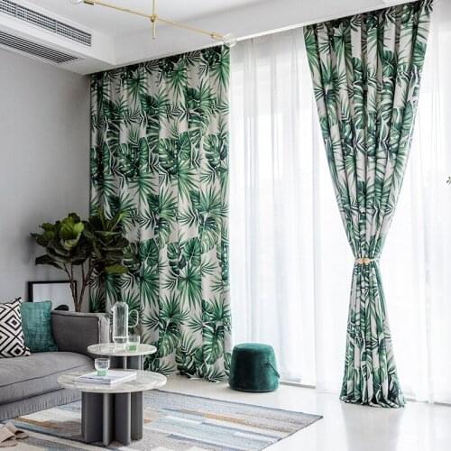 Modern Simple Hawaiian Style Curtains for Living Dining Room Bedroom Single-sided Light Printed Cloth Curtain Fabric Curtains