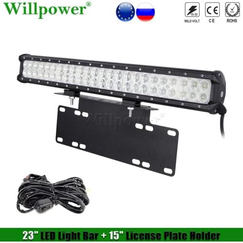 Off Road SUV 23" 144W Light LED Light Bar + Number Plate Holder 4X4 Truck Car Light Spot-Flood Driving Fog Lightbar Bracket