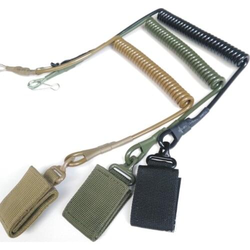 1PCs Adjustable Combat Sling Telescopic Tactical Pistol Hand Gun Secure Lanyard Spring Sling with Magic Tape Belt Hanging Buckle