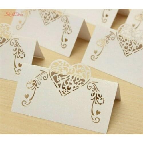 100Pcs Laser Cut Seat Card DIY Hollow Paper Card Wedding Party Decoration Guest seat card Supplies 6zSH928-100