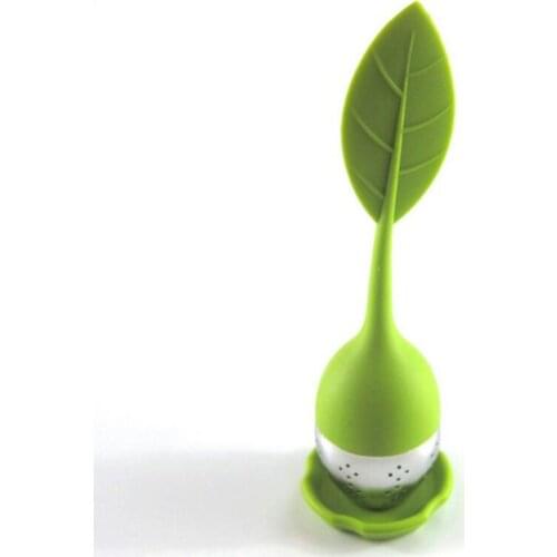 8 Colors New Silicone Stainless Steel Cute Leaf Tea Strainer Herbal Spice Tea Infuser Filter leakage LX6429