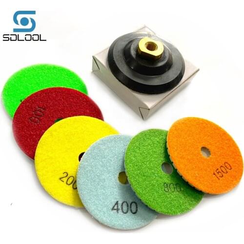 6pcs/lot Diamond Polishing Pad Wet With Rubber Backing Pad for Marble Granite Concrete Stone 4 Inch 100MM