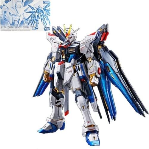BANDAI PB Gundam RG 1:144 Strike Freedom Ttitanium Finish Model Kids Assembled Toy Robot Japanese Anime Action Figure Boys Gifts