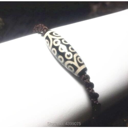 Tibet agate DZI 10*30mm 21eyes Man&woman`s bracelet handmade woven jewelry rope diamond knot safety knot ladies Free Shipping