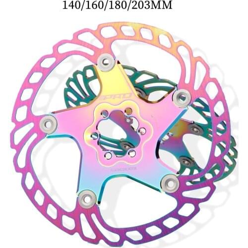 Colorful Bicycle Brake Cooling Disc Floating Ice Rotor Full CNC MTB Gravel Road Bike 140/160/180/203mm Cool Down Rainbow Rotors