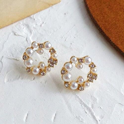 GorGor Clip Earrings Women Fashion Statement Pin with Shiny Rhinestones Circle Exquisite Elegant Temperament Jewelry EZ-823