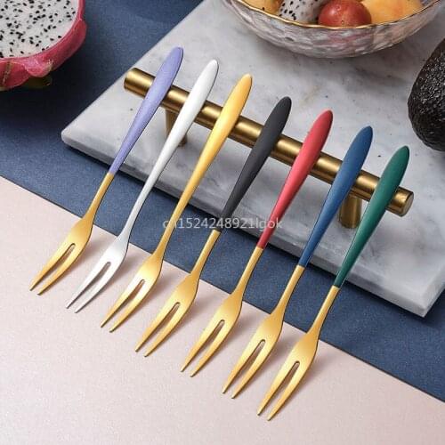 Fruit Fork Set Stainless Steel Fruit Fork Ins Nordic Creative Fruit Sign and Cute European Style