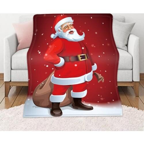 Merry Christmas Flannel Throw Blanket For Bed Couch Sofa Super Soft Warm Plush Blanket Santa Claus Bedspread Kid Gift 59x86Inch