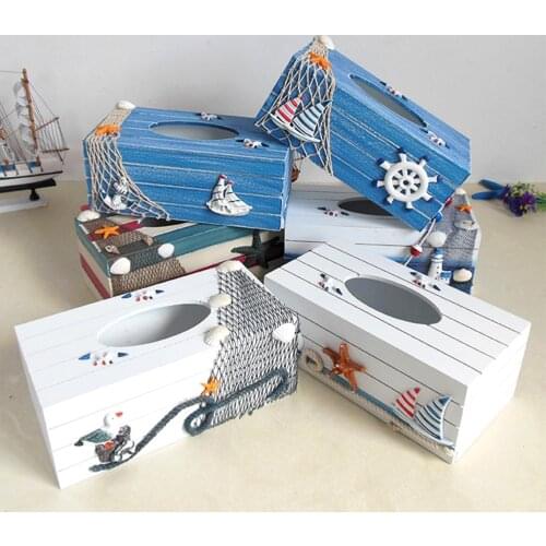 1pc Mediterranean Decorative Tissue Box Wood Ornaments Wooden Tissue Box Holder Crafts Storage Box Home Decor Desktop Decoration