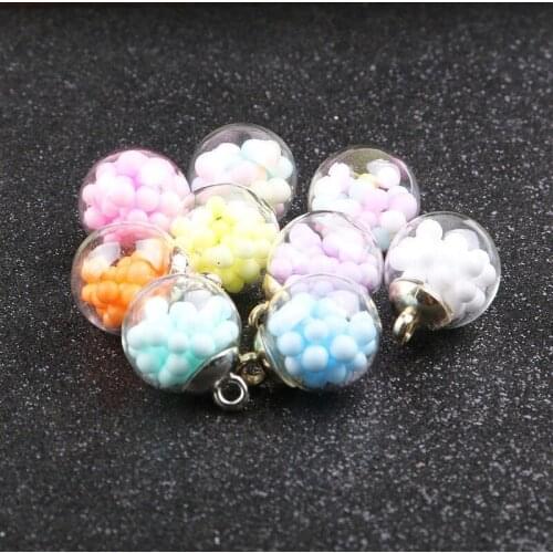 10pc/bag Charm Pendant 15mm Colorful Transparent Glass Ball Quicksand Star Charms Pendants for Earring Hair Jewelry Making
