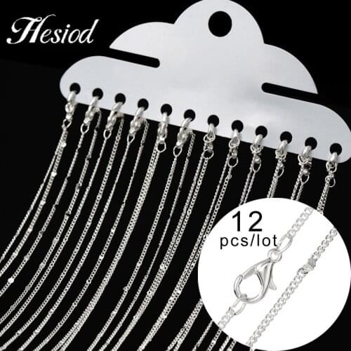 12Pcs/Pack 47cm Silver Lobster Clasp Chain For Women DIY Sequins Necklace Jewelry Bulk Accessories Wholesale