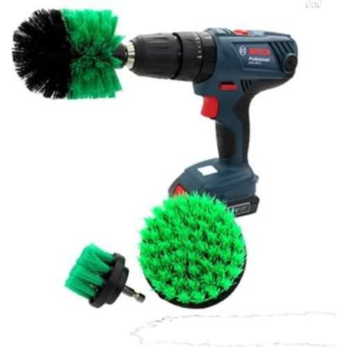 3Pcs Car Electric Scrubber Brush Drill Brush Kit Round Cleaner Cleaning Brush For Carpet Glass Car Tires Nylon Brushes 2/3.5/4
