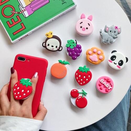 3D Cute Cartoon Animal Fruit Folding Stand Holder For iPhone 11 Pro XS Max X 8 7 6 Plus for Samsung For Huawei For Redmi Case