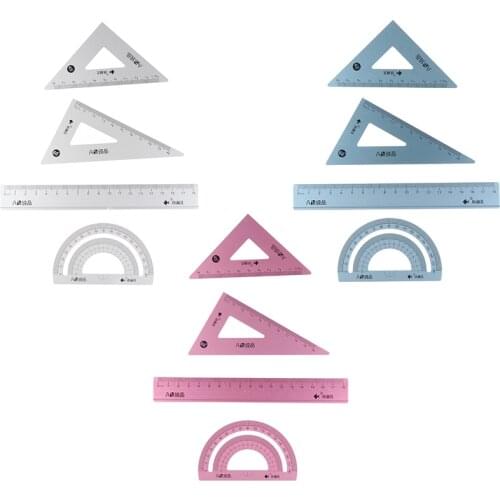4pcs/ Set UV Aluminum Alloy Ruler Drawing Measurement Geometry Triangle Ruler Straightedge Protractor A Variety Of Rulers