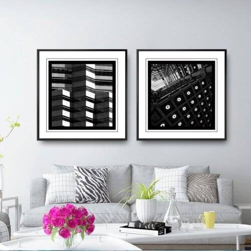Abstract building Letter Black Wall Art Canvas Painting Nordic Posters And Prints Wall Pictures For Living Room Decoration