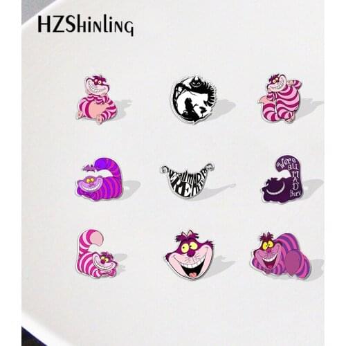 Cheshire cat alice cartoon sticker Acrylic Lapel Pins Cartoon Badges Resin Epoxy Pins Deco for Jewelry Accessories