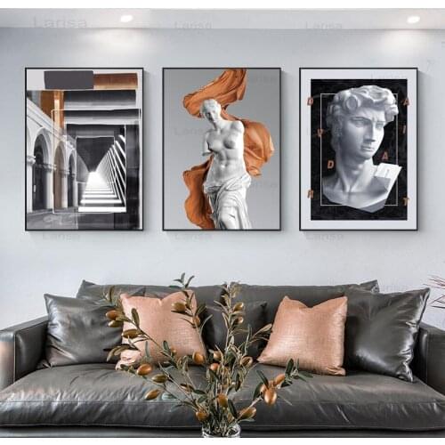 Architecture Gothic Broken Arm Statue David Painting Modern Decorative Picture Canvas Wall Art Poster for Room Decor