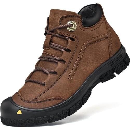 Brand Genuine Leather Winter Snow Boots Comfortable Soft Warm Plush Ankle Boots Fashion Male High Quality Casual Shoes Sneakers