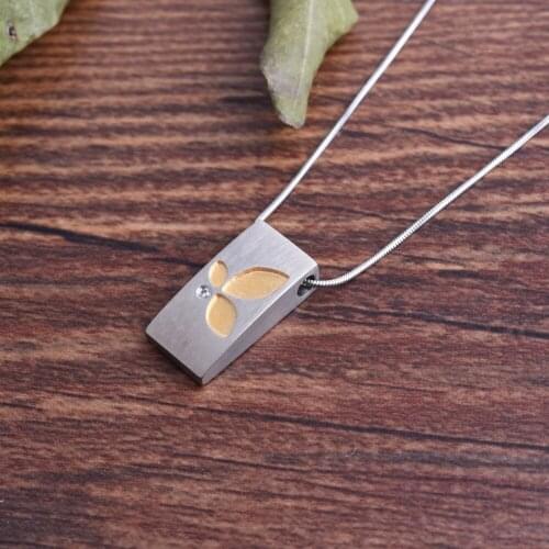 Soul men women Gold-plate Petal Inlay Pure Titanium Wedge Shape Pendant Necklace For Ladies Elegant Party Crystal Jewelry