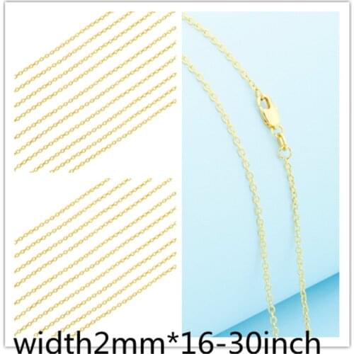 Promotion Wholesale Gold Filled Necklace Fashion Jewelry 2MM ROLO "16-30" Inches Pendant Chain Lobster clasp jp