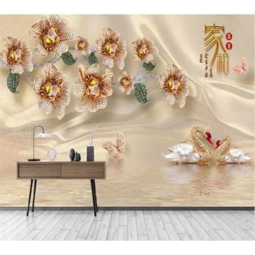 Beibehang Custom wallpaper 3d wall painter and rich jewelry swan mural background wall 5d photo murals 8d decorative wallpaper