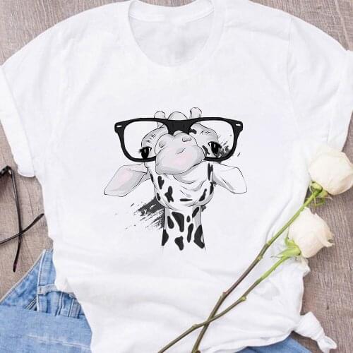 Giraffe Print Arrivals Women T Shirts Trend Versatile White Short Sleeve Hip Hop Summer Shirt Female Usa Home Mujer Fashion