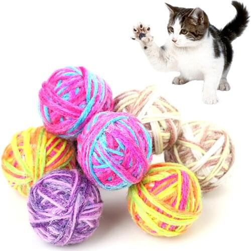 Pet Kitten Bell Fun Games Woolen Yarn Ball Exercise Scratch Play Chewing Pet Toy