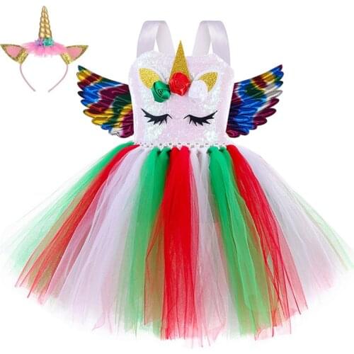 Tonlinker Girls Unicorn Costume Kids Halloween For Girls Tutu Dress Princess Girl Party Dressing Kids Performance Dresses