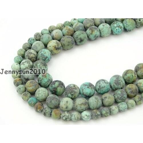 Natural Matte African Tur-quoise Gems Stone Round Beads 15.5'' 4mm 6mm 8mm 10mm for Jewelry Making Crafts 5 Strands/Pack