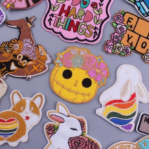 Cartoon Patch Iron On Patches For Clothing Animal Rabbit Stickers Embroidered Patches For Clothes Cute Appliques DIY On Dress