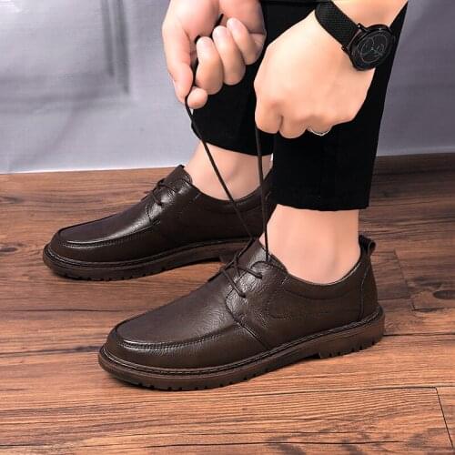 Men genuine leather shoes High Quality Lace-Up Classic fashion Sneakers Comfortable Mens shoes Business Formal Shoes