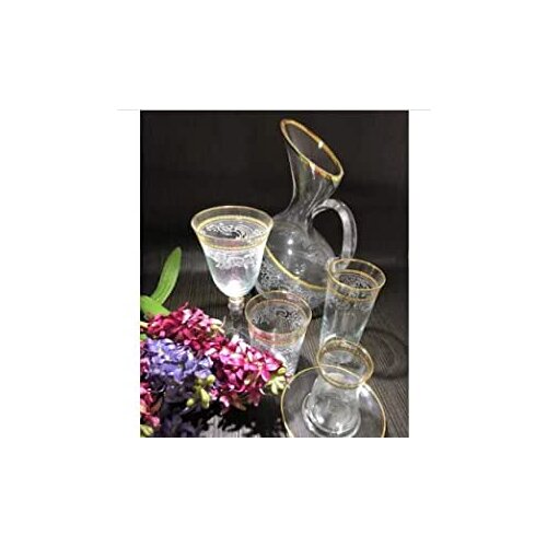 Canba Lydia 61 Pieces Lüx Table Set-12 Tea Cups 12 Tea Cups 12 Soft Drink Cups 12 Cups 12 Water Cups 1 Carafe