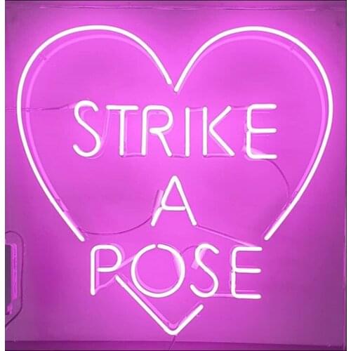 Neon Sign For Strike a pose Glass Tube Commercial happy Lamp resterant art light Advertisement Sign Lighting Neon Light Art Aviz